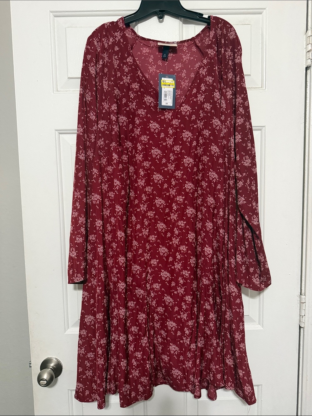 Universal Thread Wine Red Floral Swing Dress